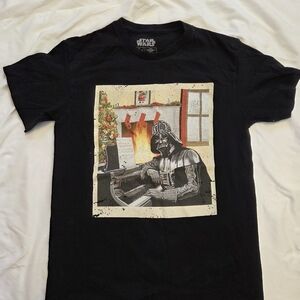 Star Wars Black Tee with Darth Vader at Piano